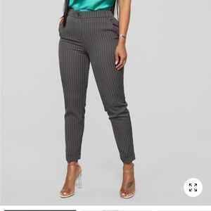 Fashion Nova Gray Pinstripe Straight Leg Pants
